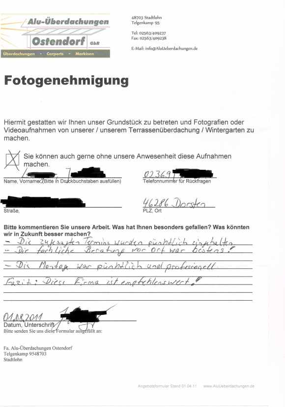 Diese Kommentare auf der Fotogenehmigung sprechen für sich! Lassen auch Sie sich von uns beraten und füllen das Kontaktformular: "Ihr Dach in 3 min!" aus.